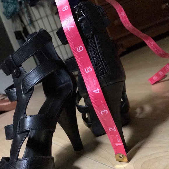 Via Spiga Black Leather High Heels Sandals - Picture 2 of 6